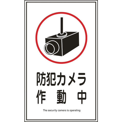 ■緑十字　ステッカー標識　防犯カメラ作動中　２００×１２０ｍｍ　１０枚組047123