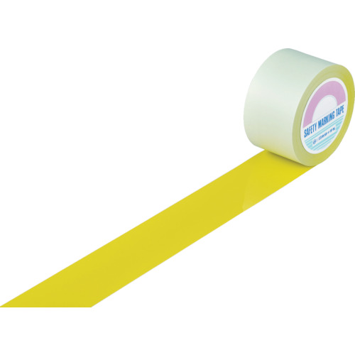 ■緑十字　ガードテープ（ラインテープ）　黄　７５ｍｍ幅×１００ｍ　屋内用 148093