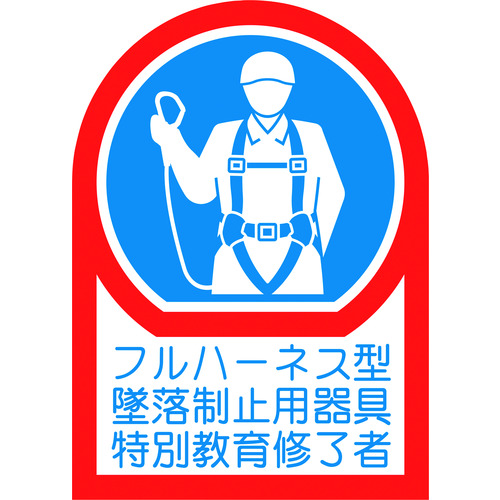 ■緑十字　ヘルメット用ステッカー　フルハーネス型墜落制止用器具特別教育修了者　３５×２５ｍｍ　１０枚組　オレフィン 233128