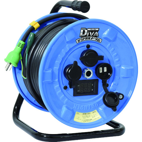 ■日動　電工ドラム　デジタルドラム　防雨型　電圧電流メーター付　漏電保護専用　３０ｍ NPDMWEB33