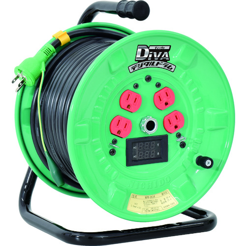 ■日動　電工ドラム　デジタルドラム　標準型　電圧電流メーター付　過負荷漏電保護兼用　３０ｍ NPDMEK34