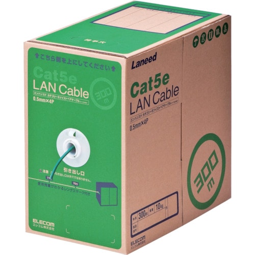 ■エレコム　ＥＵ　ＲｏＨＳ準拠ＬＡＮケーブル　ＣＡＴ５Ｅ　３００ｍ　ダークグリーン LDCT2DG300RS