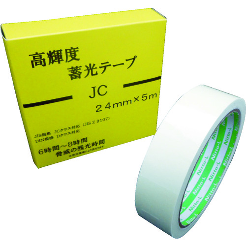 ■日東エルマテ　高輝度蓄光テープ　ＪＩＳ－ＪＣ級　０．３ｍｍ×２４ｍｍ×５ｍ　グリーン NB2405C