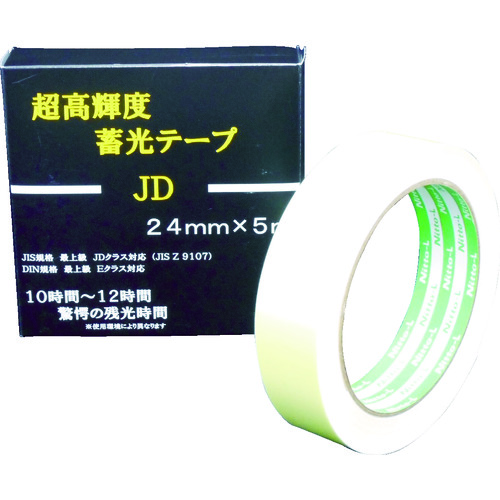 ■日東エルマテ　超高輝度蓄光テープ　ＪＩＳ－ＪＤ級　０．６ｍｍ×２４ｍｍ×５ｍ　グリーン NB2405D