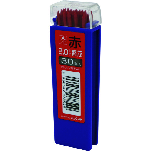 たくみ　ノック式鉛筆　替芯　赤　３０本入 7854