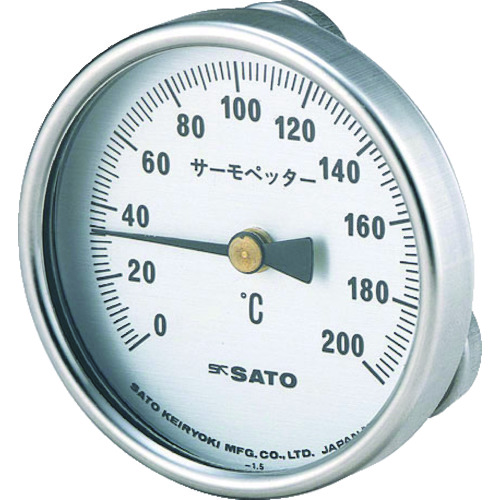 ■佐藤　バイメタル式表面温度計　サーモペッター　０～２００℃　（２３４０－２０） 234020