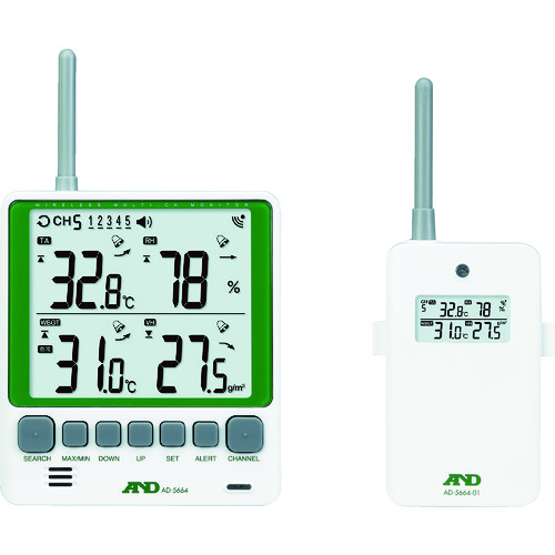 ■Ａ＆Ｄ　マルチチャンネルワイヤレス環境温湿度計　セット　ＡＤ－５６６４ＳＥＴ AD5664SET