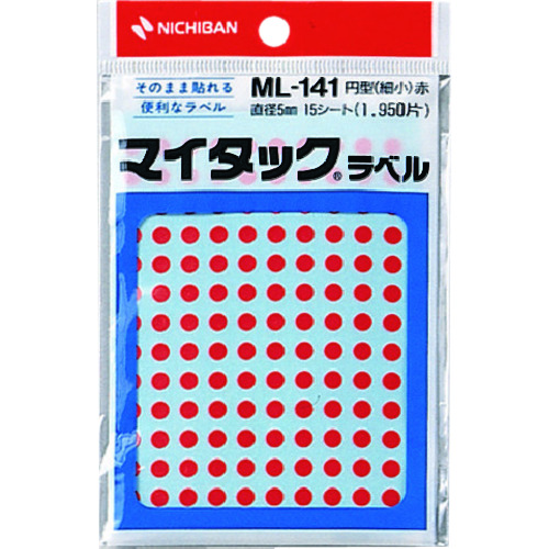■ニチバン　マイタックラベル（カラーラベル）ＭＬ－１４１１赤　丸５ｍｍ ML1411