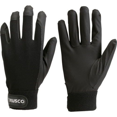 ■トラスコ中山(TRUSCO)　ＰＵ薄手手袋エンボス加工　ブラック　Ｍ　TPUM-B-M