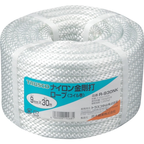 ■トラスコ中山(TRUSCO)　ナイロンロープ　金剛打　線径９ｍｍＸ長さ３０ｍ  R-930NK   (9ﾊﾟｲX30M) R-930NK (9ﾊﾟｲX30M)