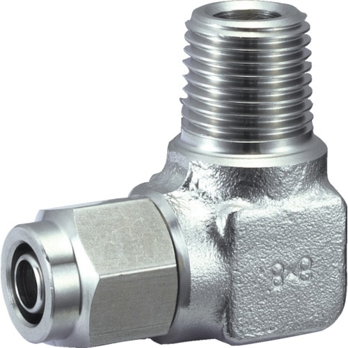 ■トラスコ中山(TRUSCO)　ＳＵＳメイルエルボ　適用チューブ径８Ｘ６　ねじＲ１／８  TS8-01ML  (R1/8)