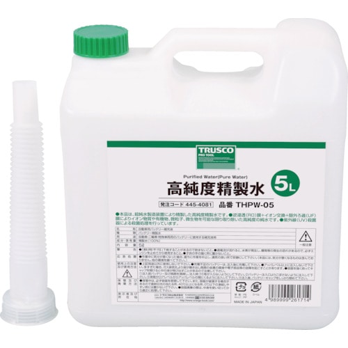 ■トラスコ中山(TRUSCO)　高純度精製水　５Ｌ　THPW-05 THPW-05