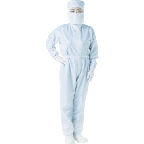 ■トラスコ中山(TRUSCO)　制電糸グリッド仕様フード付つなぎ服　ブルー　Ｍ　TCOGF-B-M TCOGF-B-M