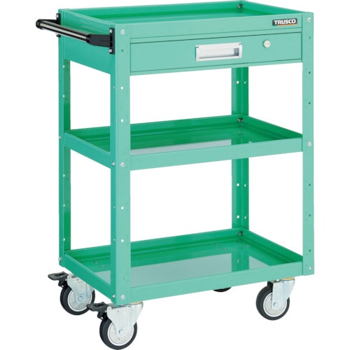 ■トラスコ中山(TRUSCO)　イーグルワゴン　６００Ｘ４００　引出付　ウレタン４輪自在　ＹＧ色EGW763VUJYG EGW763VUJYG