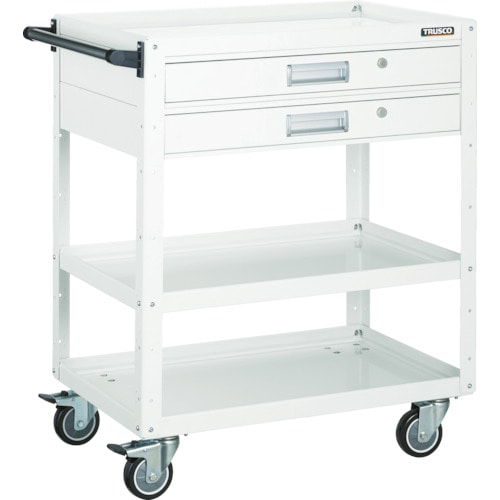 ■トラスコ中山(TRUSCO)　イーグルワゴン　６００Ｘ４００　引出付　ウレタン４輪自在　ＹＧ色EGW963V2UJYG