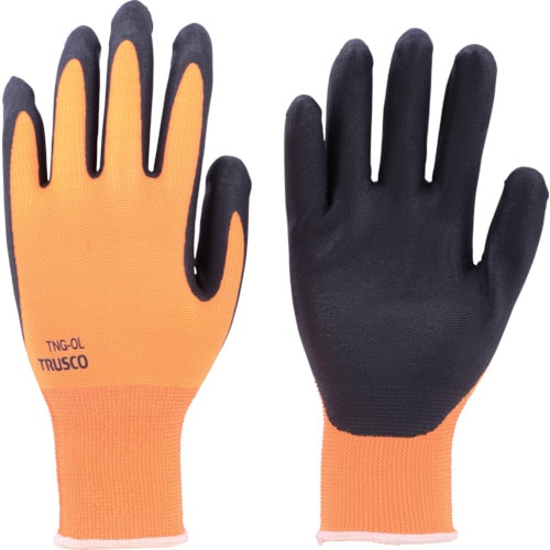■トラスコ中山(TRUSCO)　液晶対応すべり止め付ニトリル手袋　オレンジ　Ｍ　TNG-OM TNG-OM