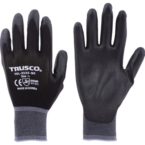 ■トラスコ中山(TRUSCO)　カラーナイロン手袋ＰＵ手のひらコート　ブラック　Ｌ　TGL3535BKL TGL3535BKL