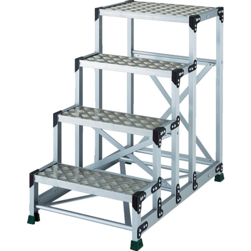 ■ＴＲＵＳＣＯ　アルミ合金製作業台　縞鋼板　４段　高さ１．００ｍ　６００Ｘ４００ TSFC4610