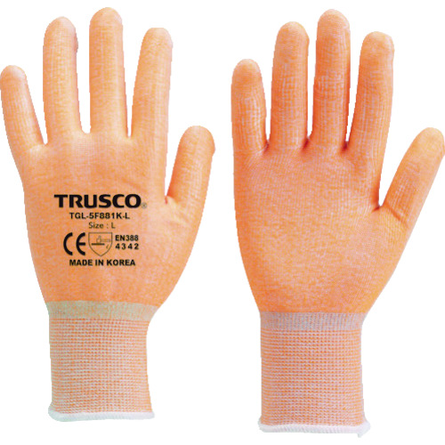 ■ＴＲＵＳＣＯ　耐切創手袋　レベル３　蛍光オレンジ　Ｓ TGL5F981KS