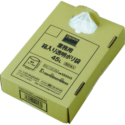 ■ＴＲＵＳＣＯ　まとめ売り　業務用ポリ袋　透明・箱入　０．１×４５Ｌ　（５０枚入） XS0045