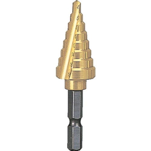 ■トラスコ中山(TRUSCO)　六角軸ステップドリル　２枚刃チタンコーティング　４～１８ｍｍ  NMS-18G NMS-18G (ﾁﾀﾝｺｰﾃｨﾝｸﾞ)