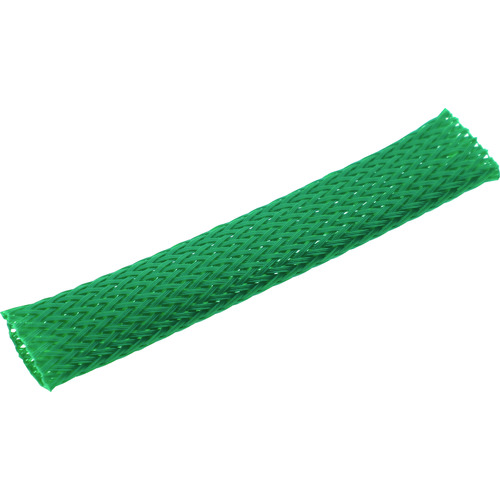 ■ＴＲＵＳＣＯ　カラー編組チューブ　自然折径２２ｍｍ　長さ１０ｍ　１巻　緑 BTC19GN