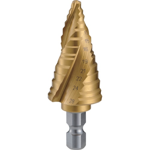 ■トラスコ中山(TRUSCO)　ステップドリル　３枚刃チタンコーティング　５～２８ｍｍ　段数１１  3S-NMS-28G 3S-NMS-28G