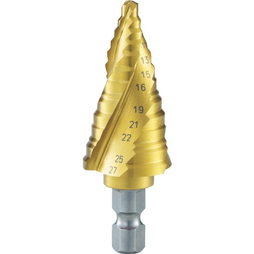 ■トラスコ中山(TRUSCO)　ステップドリル　３枚刃チタンコーティング　５～２７ｍｍ　段数１２  3S-NMS-27G 3S-NMS-27G