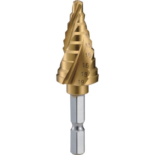 ■トラスコ中山(TRUSCO)　六角軸ステップドリル　３枚刃チタンコーティング　５～１９ｍｍ  3S-NMS-19G 3S-NMS-19G