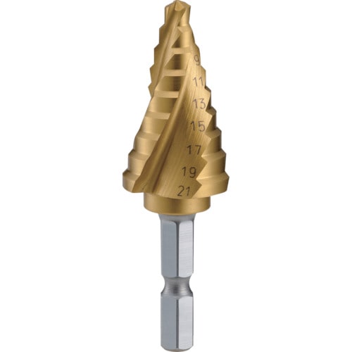 ■トラスコ中山(TRUSCO)　六角軸ステップドリル　３枚刃チタンコーティング　５～２１ｍｍ  3S-NMS-21G 3S-NMS-21G