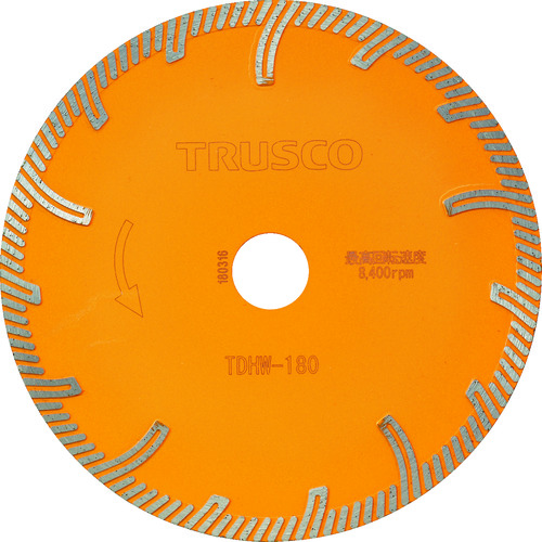 ■ＴＲＵＳＣＯ　ダイヤモンドカッタープロテクトウエーブ　１８０Ｘ２．４ＴＸ２５．４ TDHW180