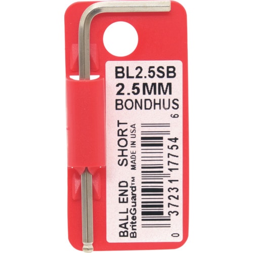 ■ボンダス　ボールポイント・Ｌ－レンチ　ショート　メッキ　２．５ｍｍ ２．５ｍｍ