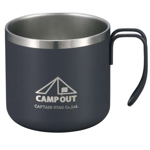 キャンプアウト ダブルステンレスマグカップ350(ダークグレー) UE-3571
