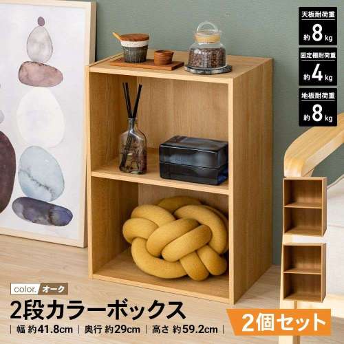 LIFELEX 2段カラーボックス オーク β ×2個セット