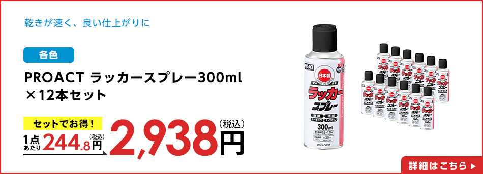 PROACT ラッカースプレー３００ml つや消し黒×12本セット