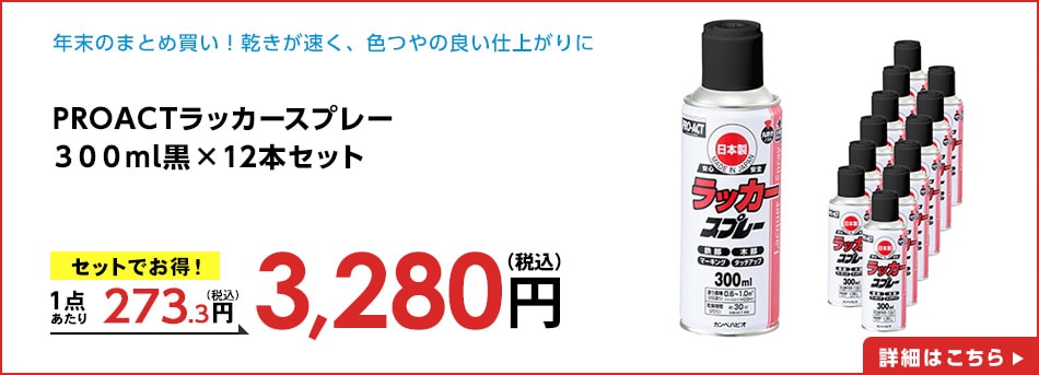 PROACTラッカースプレー３００ml黒×12本セット