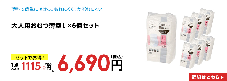 大人用おむつ薄型Ｌ×6個セット