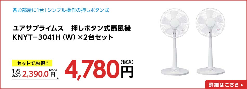 ユアサプライムス 押しボタン式扇風機 KNYT-3041H(W) ×2台セット